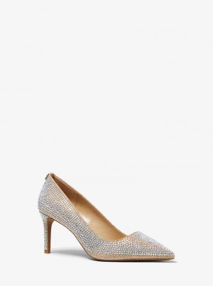 Michael Kors Alina Flex Crystal Embellished Glitter Chain-Mesh Złote | SN-MK27628