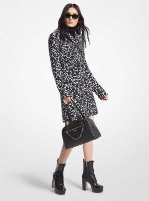 Michael Kors Animal Print Stretch Crepe Trench Białe | SN-MK26605