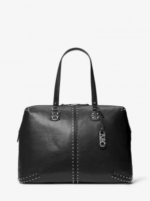 Michael Kors Astor Extra-Large Studded Leather Czarne | SN-MK28169
