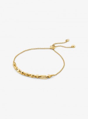 Michael Kors Astor Precious Metal-Plated Sterling Silver Link Slider Złote | SN-MK27735