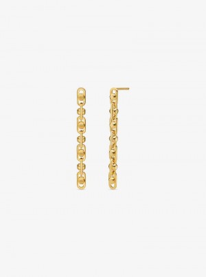 Michael Kors Astor Precious Metal-Plated Sterling Silver Link Drop Złote | SN-MK27776