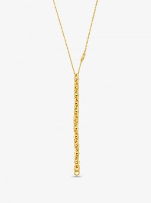 Michael Kors Astor Small Precious Metal-Plated Sterling Silver Link Złote | SN-MK27821