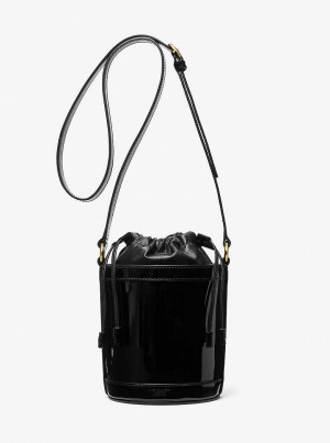 Michael Kors Audrey Medium Patent Leather Czarne | SN-MK27373