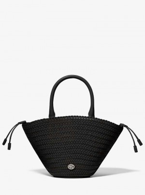 Michael Kors Audrey Woven Leather Czarne | SN-MK27052