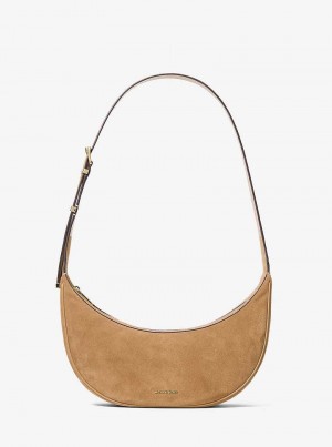 Michael Kors Avra Medium Suede Brązowe | SN-MK27254