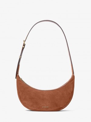 Michael Kors Avra Medium Suede Brązowe | SN-MK27257