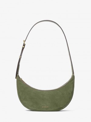 Michael Kors Avra Medium Suede Oliwkowe | SN-MK27255