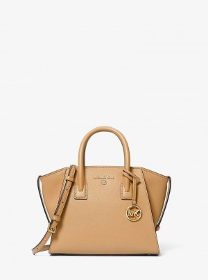 Michael Kors Avril Small Leather Top-Zip Brązowe | SN-MK27335