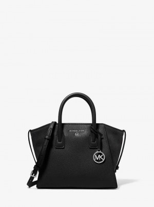 Michael Kors Avril Small Leather Top-Zip Czarne | SN-MK27337