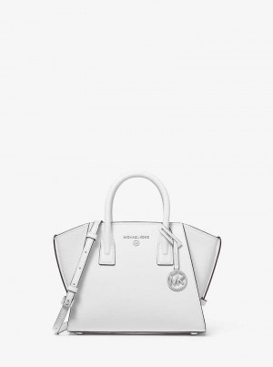 Michael Kors Avril Small Leather Top-Zip Białe | SN-MK27338