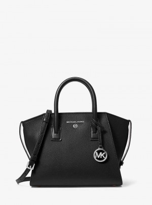 Michael Kors Avril Small Leather Top-Zip Czarne | SN-MK27339