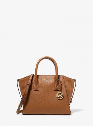 Michael Kors Avril Small Leather Top-Zip Brązowe | SN-MK27371
