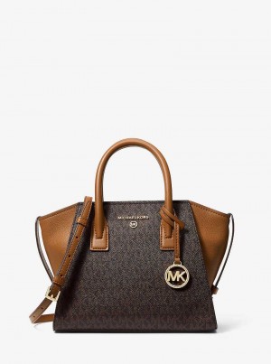 Michael Kors Avril Small Logo Top-Zip Brązowe | SN-MK27364