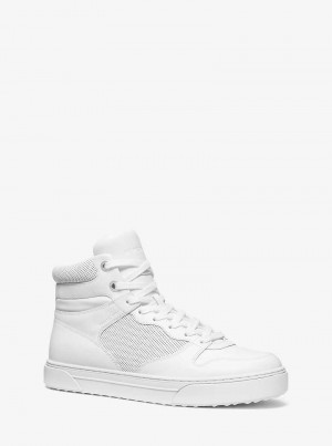 Michael Kors Barett Leather High-Top Białe | SN-MK28233