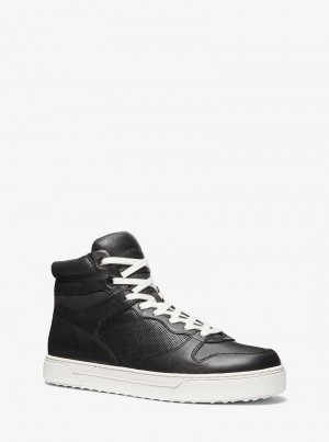 Michael Kors Barett Leather High-Top Czarne | SN-MK28251