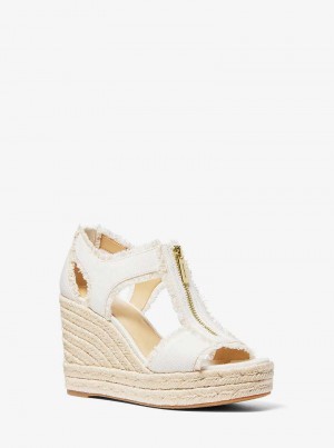 Michael Kors Berkley Frayed Denim Białe | SN-MK27552
