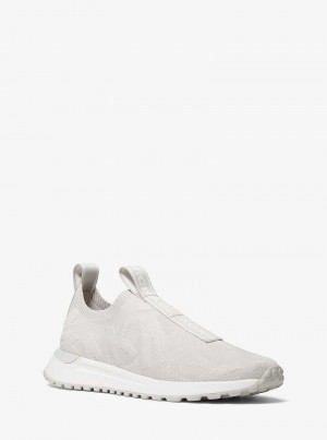 Michael Kors Bodie Logo Embossed Stretch Knit Slip-On Szare | SN-MK27424