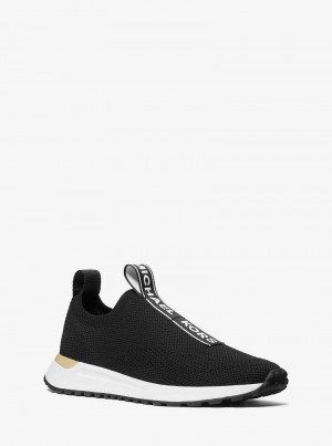 Michael Kors Bodie Logo Tape Mesh Slip-On Czarne | SN-MK27451