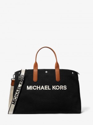 Michael Kors Brooklyn Oversized Cotton Canvas Czarne | SN-MK26930