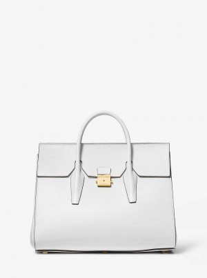 Michael Kors Campbell Large Leather Białe | SN-MK27388