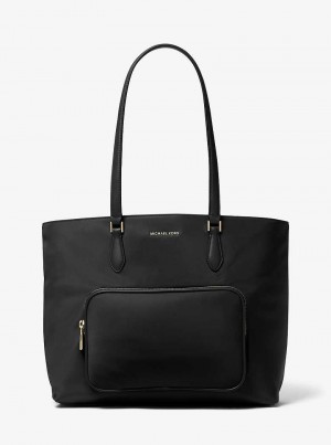 Michael Kors Cara Large Nylon Czarne | SN-MK26880