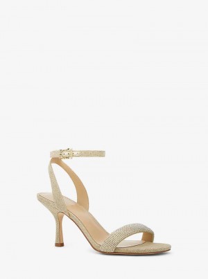 Michael Kors Carrie Embellished Glitter Chain-Mesh Złote | SN-MK27563