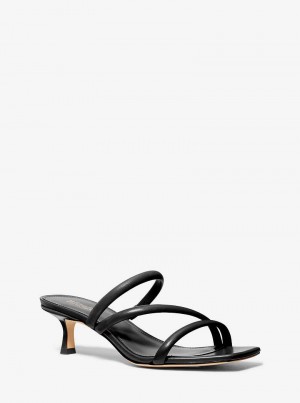 Michael Kors Celia Leather Kitten Czarne | SN-MK27586