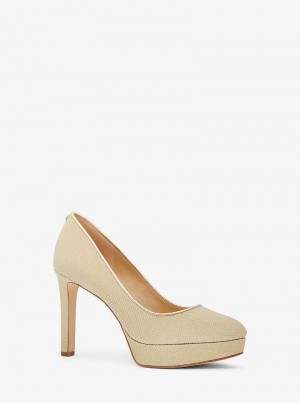 Michael Kors Chantal Glitter Chain-Mesh Platform Złote | SN-MK27654