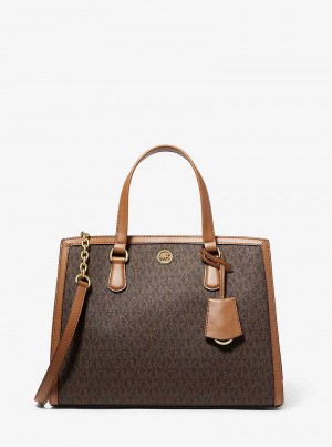 Michael Kors Chantal Medium Logo Brązowe | SN-MK27357