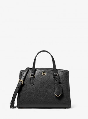 Michael Kors Chantal Small Pebbled Leather Czarne | SN-MK27355