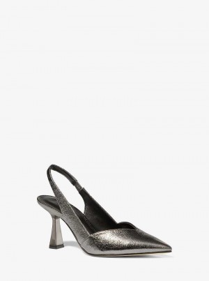 Michael Kors Chelsea Crackled Metallic Ciemny Szare | SN-MK27637