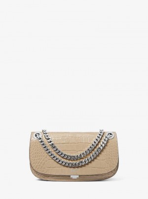 Michael Kors Christie Mini Crocodile Embossed Leather Brązowe | SN-MK27087