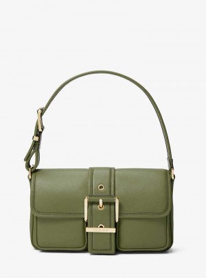 Michael Kors Colby Medium Leather Oliwkowe | SN-MK26964