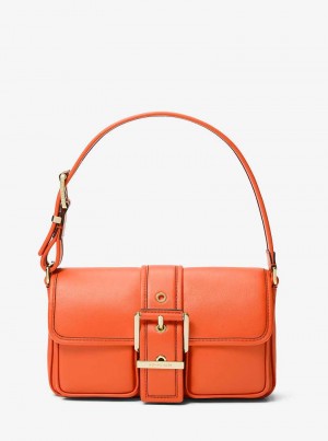 Michael Kors Colby Medium Leather Pomarańczowe | SN-MK26965