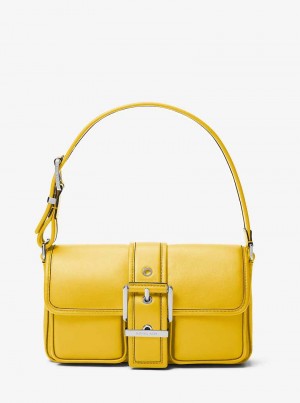 Michael Kors Colby Medium Leather Żółte | SN-MK26958