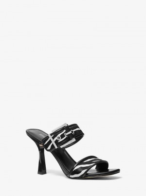 Michael Kors Colby Zebra Print Calf Hair Czarne | SN-MK27493