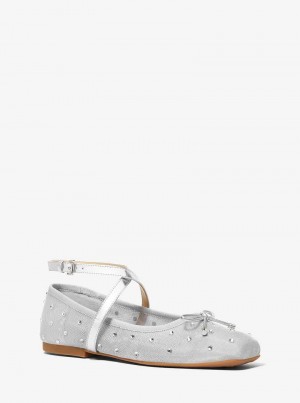 Michael Kors Collette Embellished Mesh Srebrne | SN-MK27696