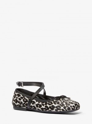 Michael Kors Collette Leopard Print Calf Hair Czarne | SN-MK27659
