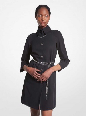 Michael Kors Cotton Belted Trench Czarne | SN-MK26632