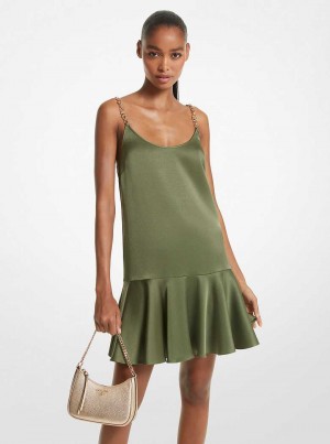 Michael Kors Crepe Chain Tank Ciemny Zielone | SN-MK26730