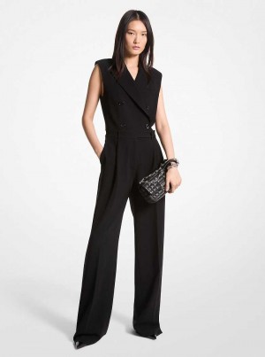 Michael Kors Crepe Double-Breasted Czarne | SN-MK26721