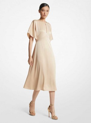 Michael Kors Crepe Stretch Ponte Midi Khaki | SN-MK26679