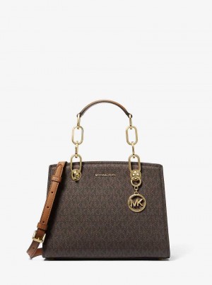 Michael Kors Cynthia Small Signature Logo Brązowe | SN-MK27322