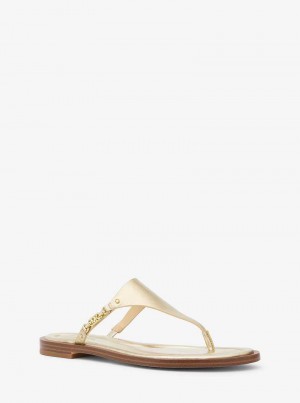 Michael Kors Daniella Metallic Leather Złote | SN-MK27668