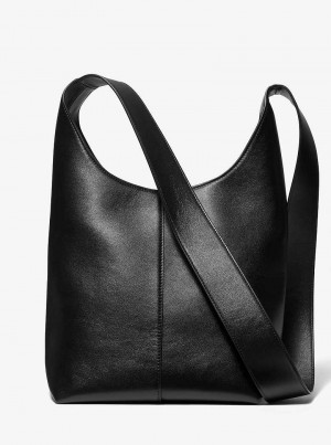 Michael Kors Dede Medium Leather Czarne | SN-MK27068