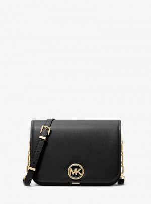 Michael Kors Delancey Medium Leather Czarne | SN-MK27172