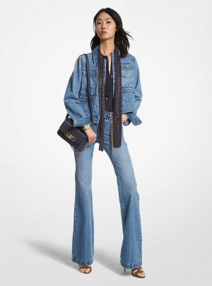 Michael Kors Denim Belted Flared Niebieskie Niebieskie | SN-MK26567