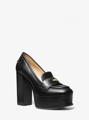 Michael Kors Eden Leather Platform Czarne | SN-MK27629