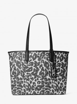 Michael Kors Eliza Extra-Large Leopard Logo Czarne | SN-MK26798