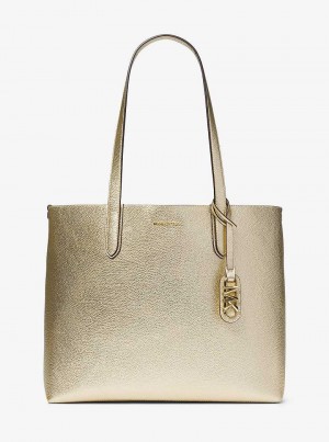 Michael Kors Eliza Extra-Large Metallic Pebbled Leather Złote | SN-MK26831